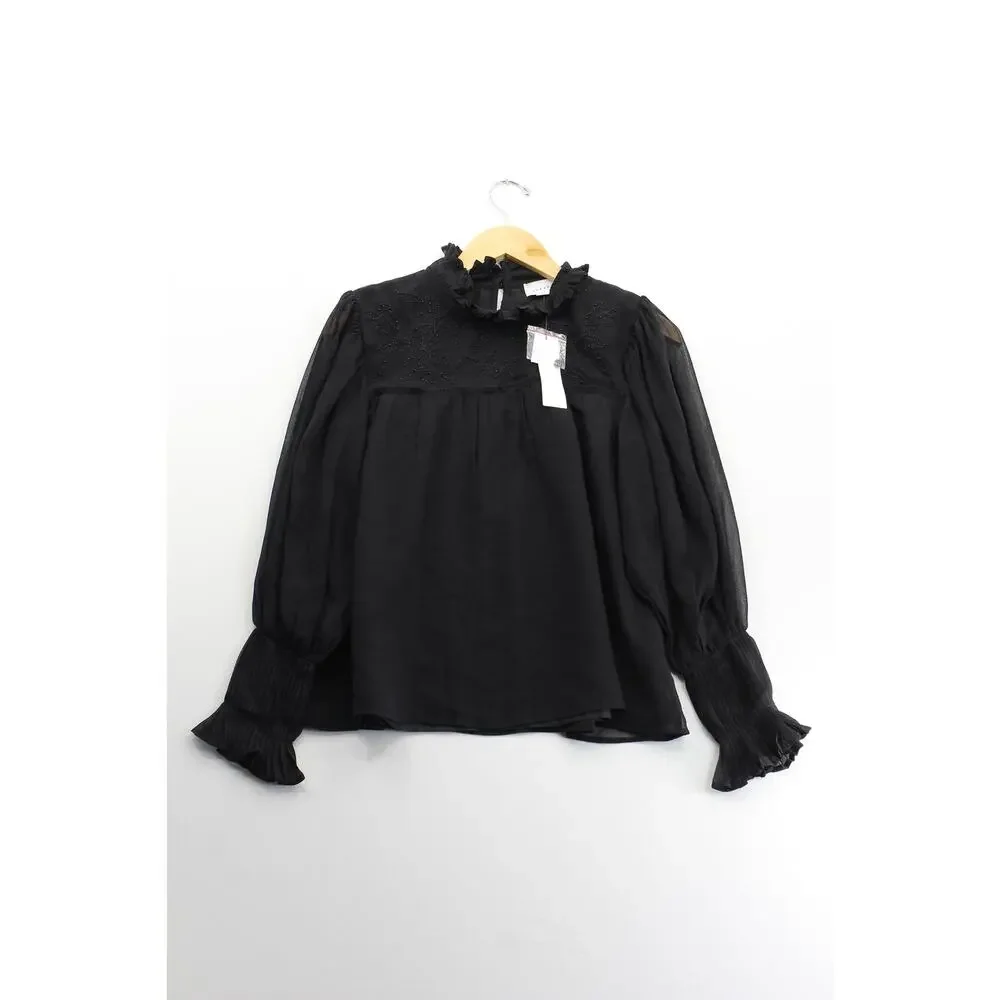 NWT Topshop mock neck professional long sleeve blouse womens 4 preppy career - Picture 1 of 6